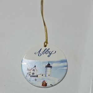 Personalized Ceramic Holiday Lighthouse Ornament